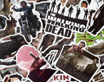 50 STÜCKE Zombie TV-Serie Aufkleber, Post-Apokalyptischer Aufkleber, Horror-Überlebensaufkleber, wasserdichter Vinylaufkleber für Wasserflasche, Journaling