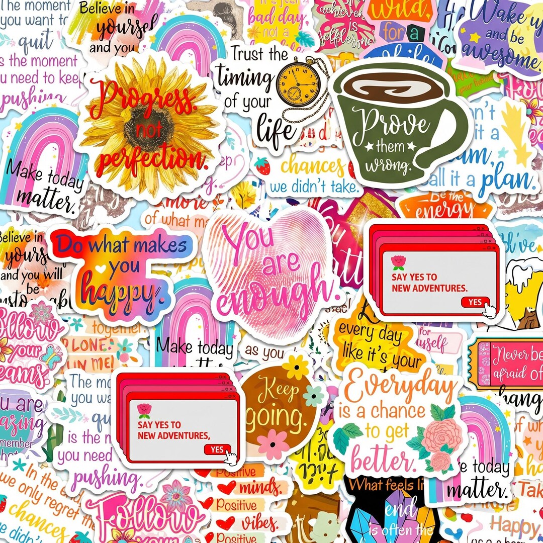50PCS Motivational Quote Sticker Pack, Inspirational Stickers, Positive ...