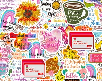 50PCS Motivational Quote Sticker Pack, Inspirational Stickers, Positive Affirmation Stickers for Laptop & Water Bottle