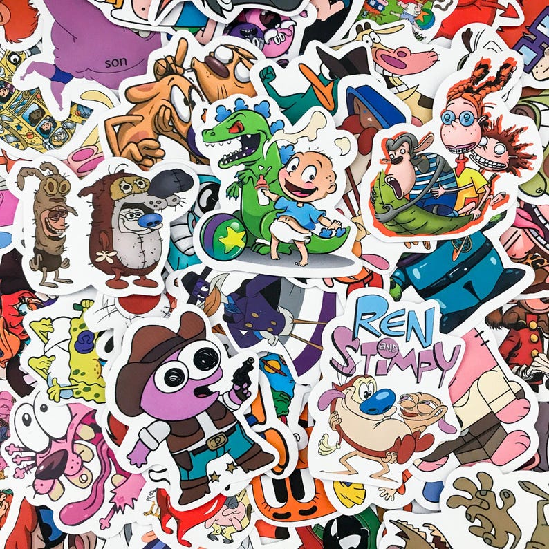 50PCS 90s Animation Stickers Pack, Cartoon Collage Stickers, Fun Meme ...