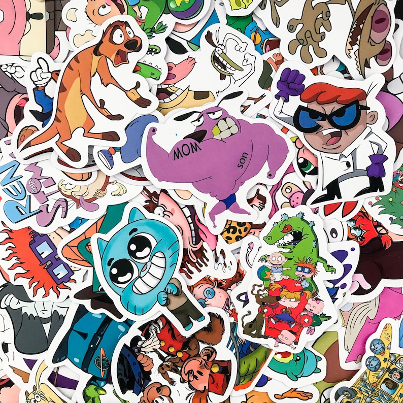 50PCS 90s Animation Stickers Pack, Cartoon Collage Stickers, Fun Meme ...