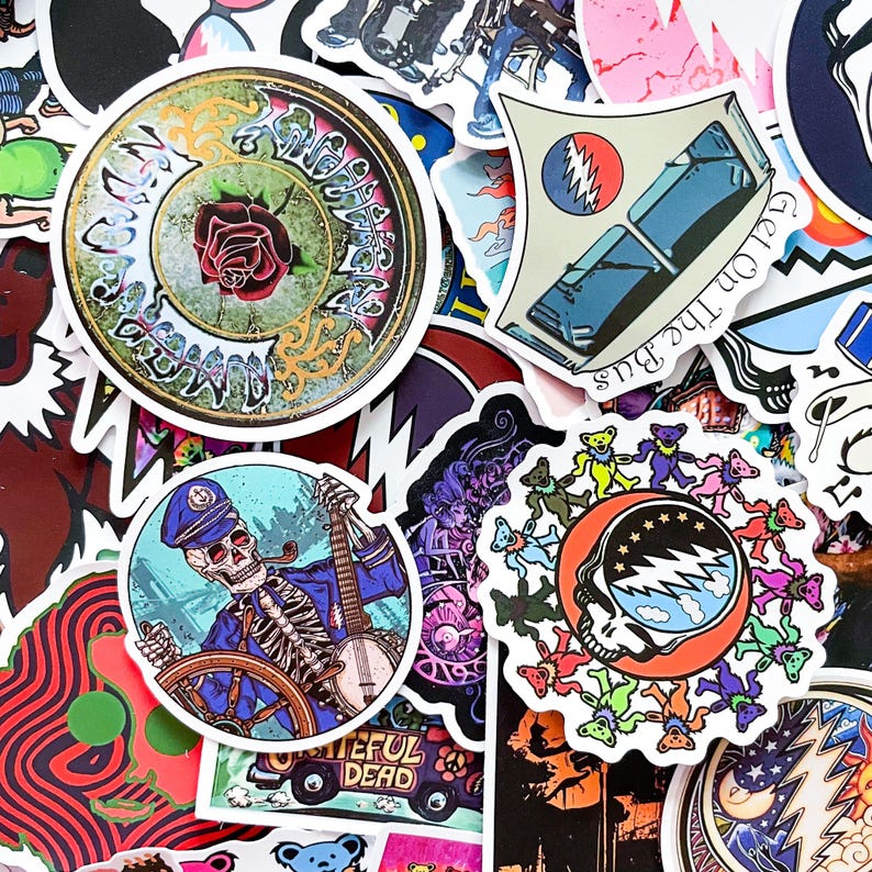Band Playing Sticker 100PCS Rock Band Stickers Pack, Psychedelic Electronics Collage ...