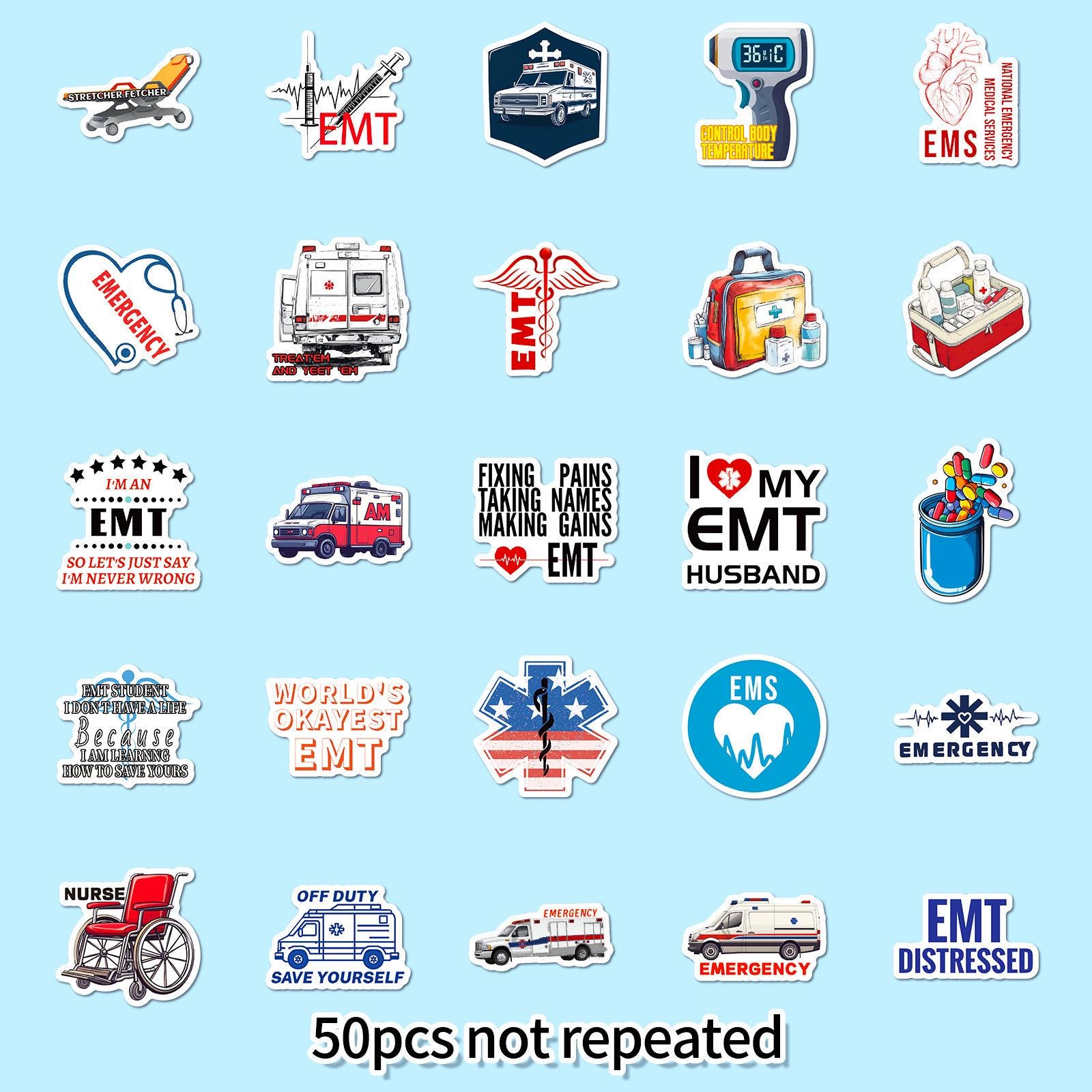 50PCS Emergency Medical Sticker Pack, Medical Stickers, Doctor Stickers ...