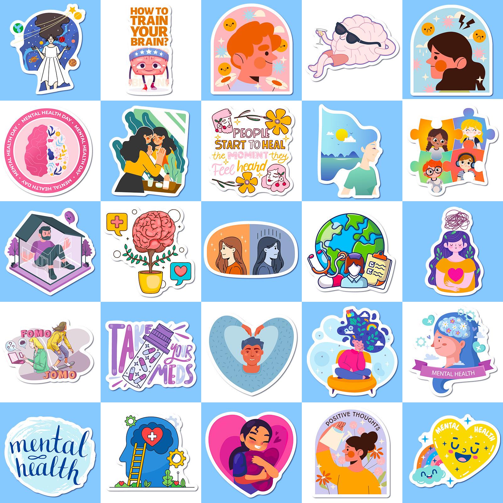 50PCS Mental Health Awareness Sticker, Mental Health Stickers, Positive ...