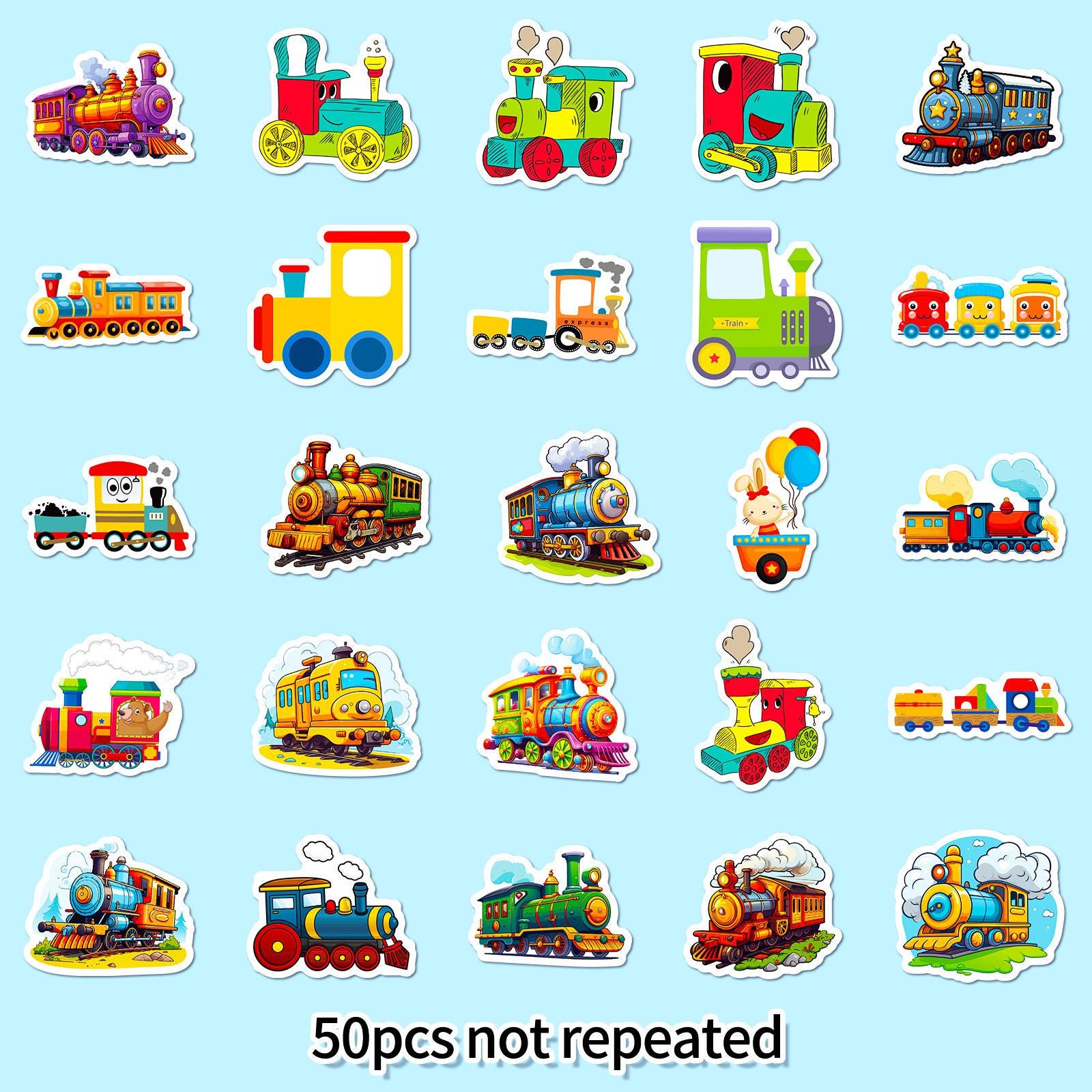 Train Side Sticker 50PCS Train Sticker Pack, Cartoon Train Stickers, Cute Stickers for ...