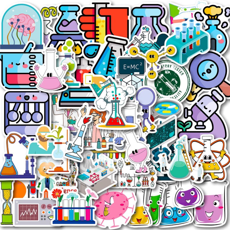 Physical Science Microscope Sticker 50PCS Science Lab Sticker Pack, Science Stickers, Doctor Stickers ...