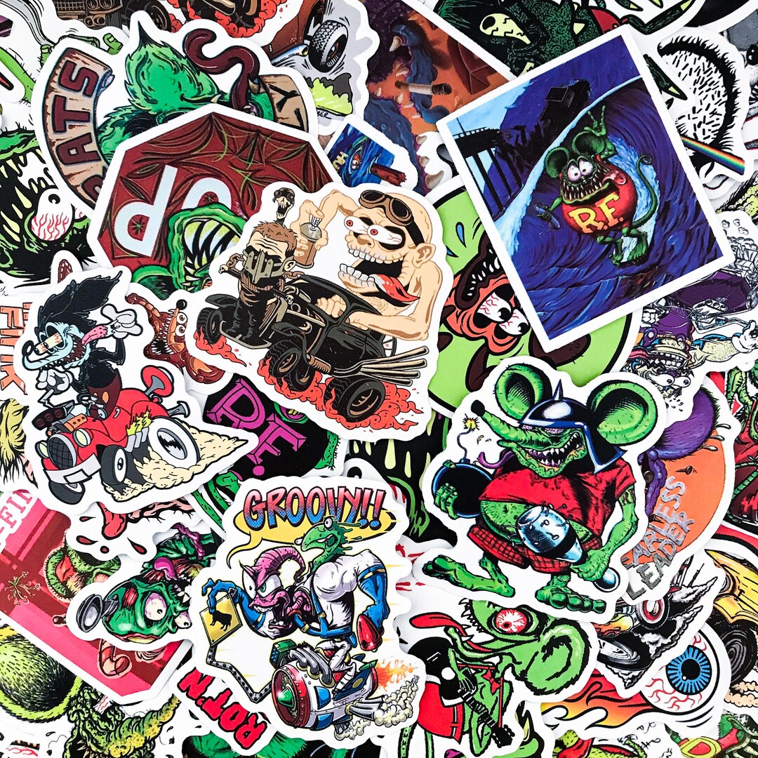 Mouse Hunter Sticker 60PCS Mouse Graffiti Stickers Pack, Retro Monster Sticker, Fantasy ...