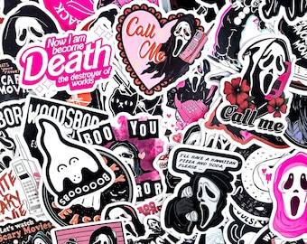 50PCS Cute Grim Reaper Stickers Pack, Dark Horror Graffiti Stickers, Spooky Cute Stickers, Waterproof Vinyl Stickers for Luggage, Gifts
