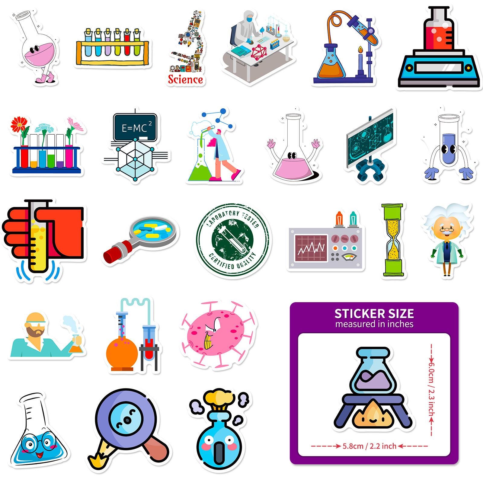 Lab Test Stickers 50PCS Science Lab Sticker Pack, Science Stickers, Doctor Stickers ...