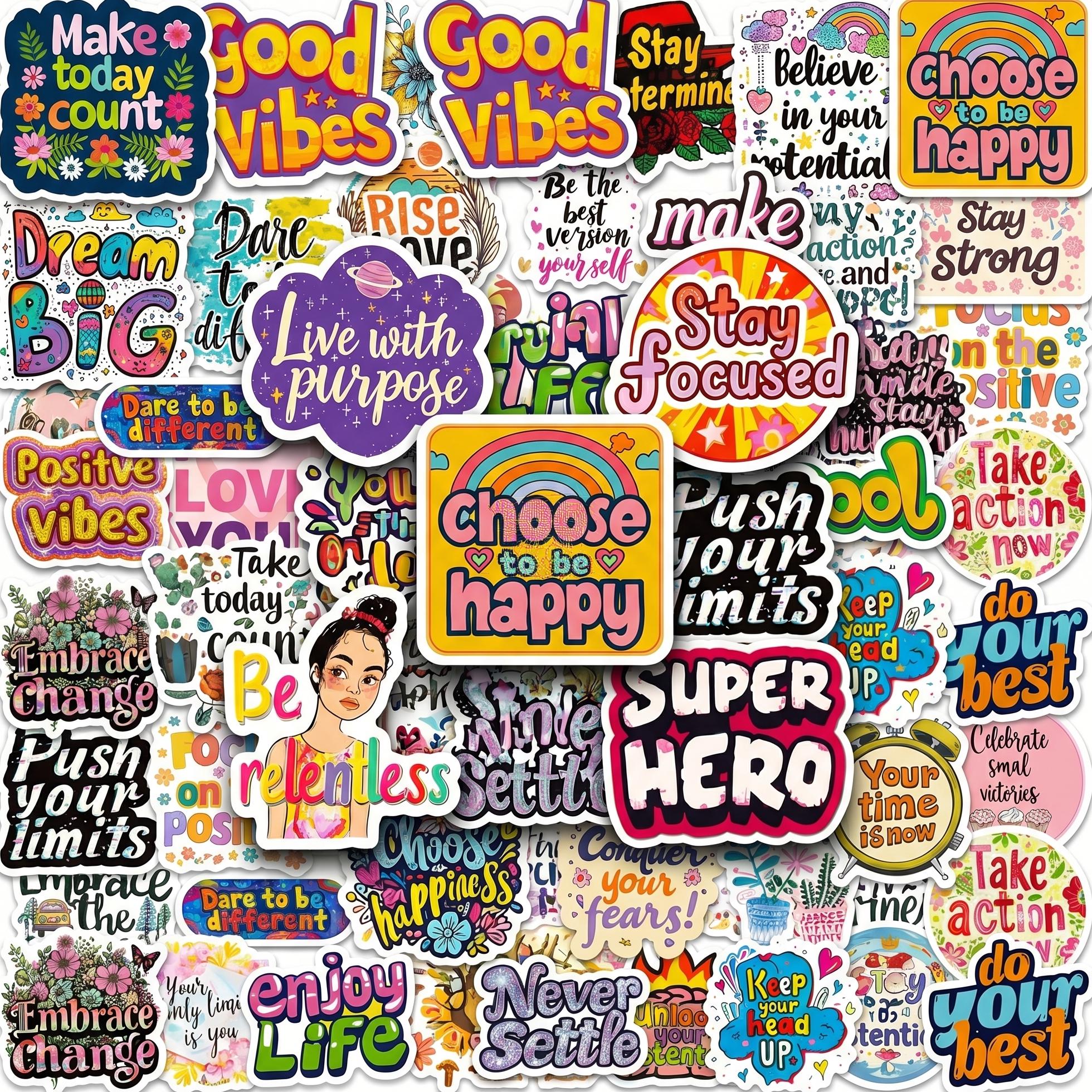 50PCS Motivational Sticker Pack, Inspirational Quote Stickers, Positive ...