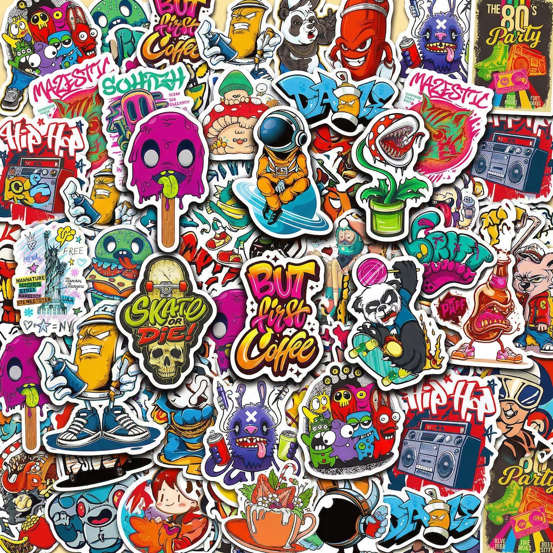 50PCS Graffiti Sticker Pack, Cool Stickers, Street Art Stickers for ...