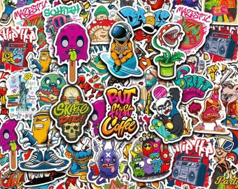Paquete de 50 pegatinas de graffiti, pegatinas geniales, pegatinas de arte callejero para adolescentes, portátiles y monopatines.