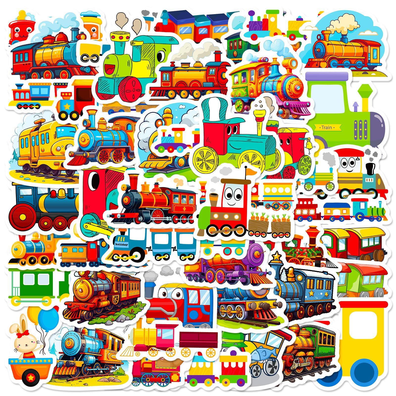 50PCS Train Sticker Pack, Cartoon Train Stickers, Cute Stickers for ...