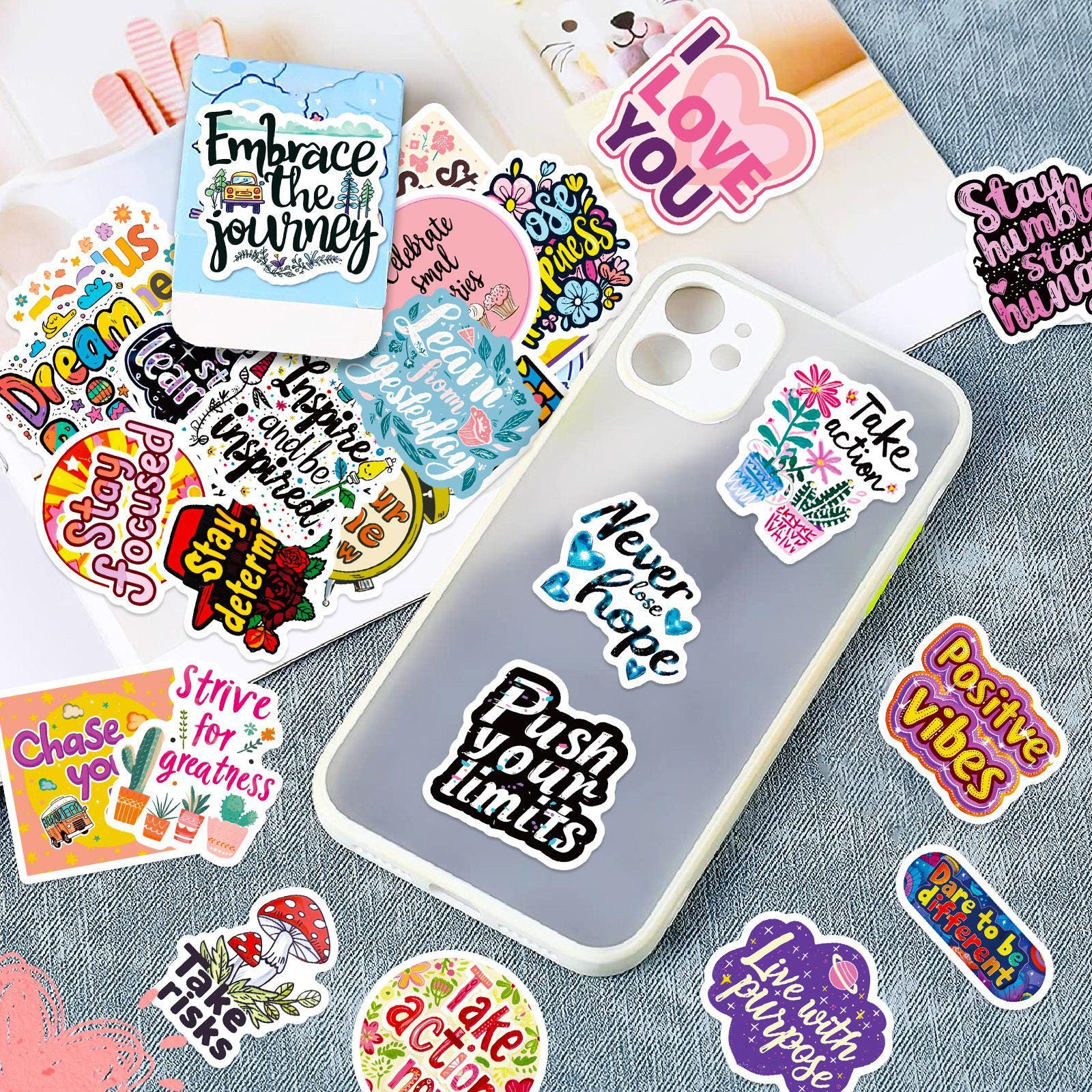 50PCS Motivational Sticker Pack, Inspirational Quote Stickers, Positive ...