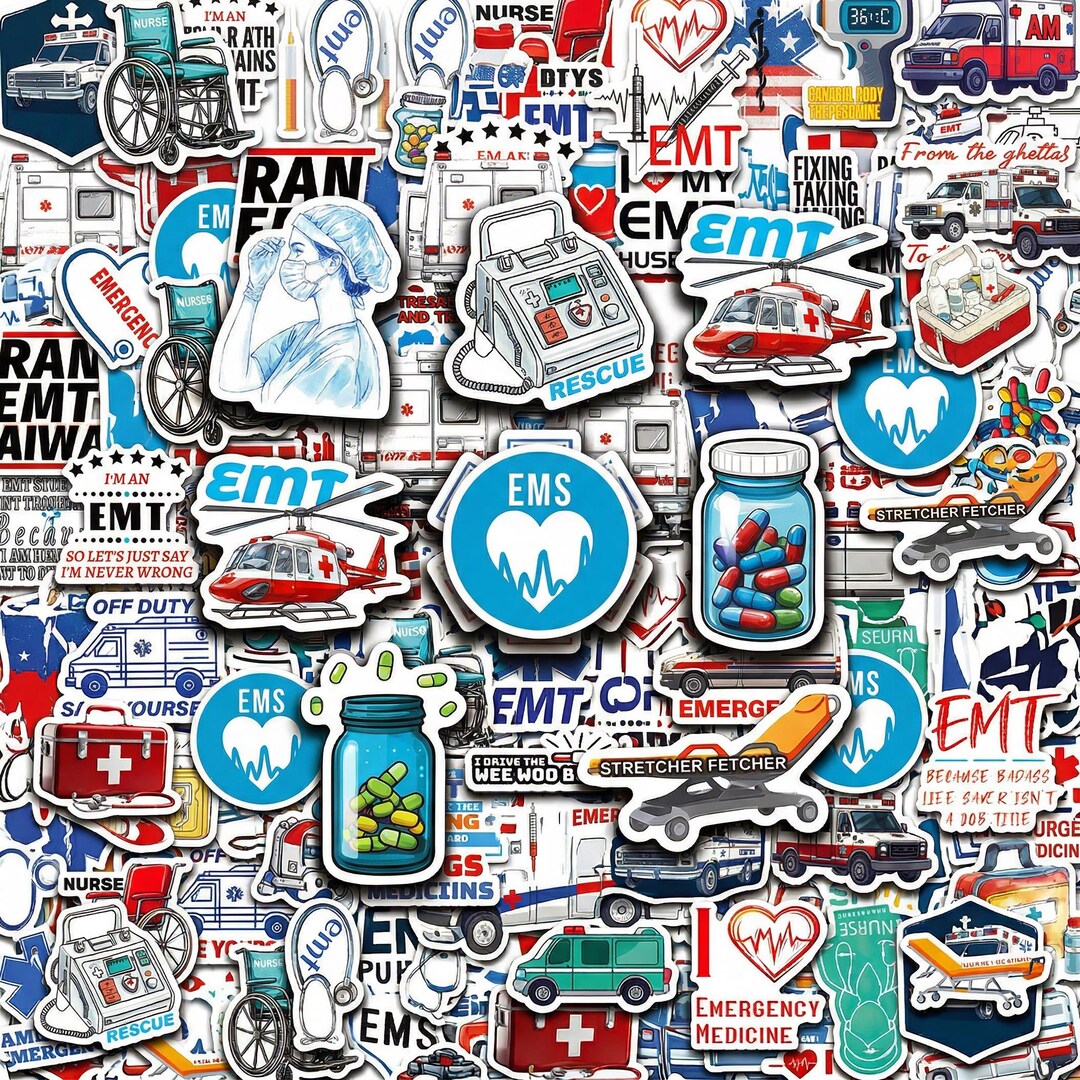 50PCS Emergency Medical Sticker Pack, Medical Stickers, Doctor Stickers ...
