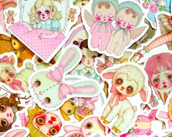 50PCS Pink Creepy Girl Sticker, Demon Sticker, Cute Sticker, Cartoon Sticker Pink Horror Toy Style For Laptop, Phone Case Decor, Planner Use