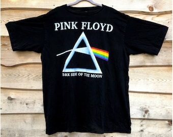 vintage Pink Floyd Dark Side of The Moon Tee Shirt 100 percent Cotton Oversize Plus Size XXL Black and White 70s 80s Band Tee Shirt Dress