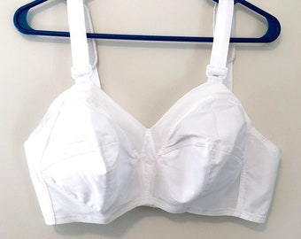 vintage Bullet Bra White Cotton Unworn Deadstock Burlesque Pin Up 36 38C 80s does 50s Semi Sheer Fine Netting Valentines Day Gifts for Her