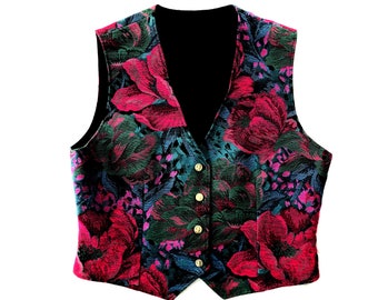 Menswear Inspired XS Damask Baroque Brocade Vest Designer Floral Paisley Vest Waistcoat Steampunk ANNA SUI Victorian