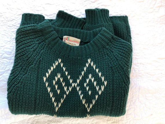 vintage Green Wool Nordic Ski Sweater Made in Ita… - image 5