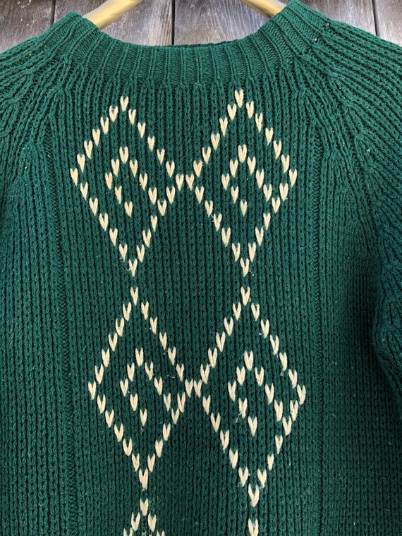 vintage Green Wool Nordic Ski Sweater Made in Ita… - image 2