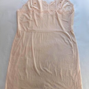 vintage 1960s Palest Pink Full Slip Sexy Semi Sheer Nylon Lace adjustable straps Tiered Lace and Chiffon pleated insets Size S/M image 6