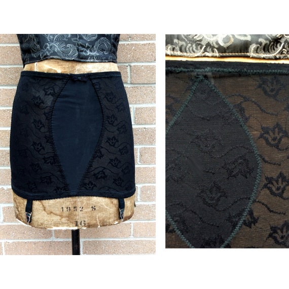 vintage 1950s Girdle Open Bottom with Garters Blac
