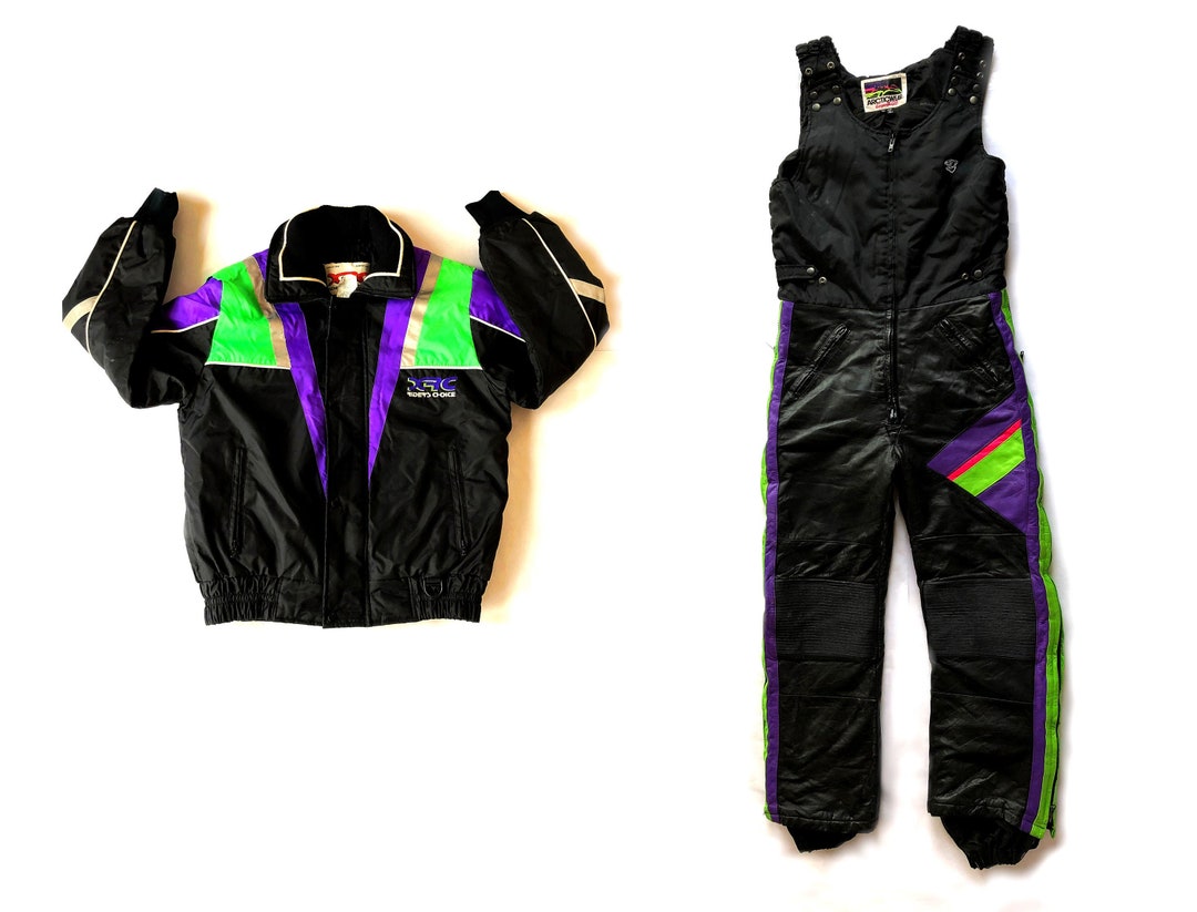 Vintage Leather Snowmobile Suit 2 Piece Jacket and Bib Leather Pants