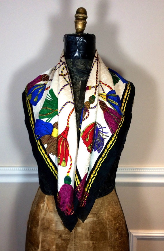 Vintage Alfred Sung Designer Silk Scarf Large Hand