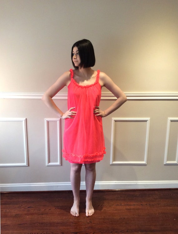 neon pink slip dress