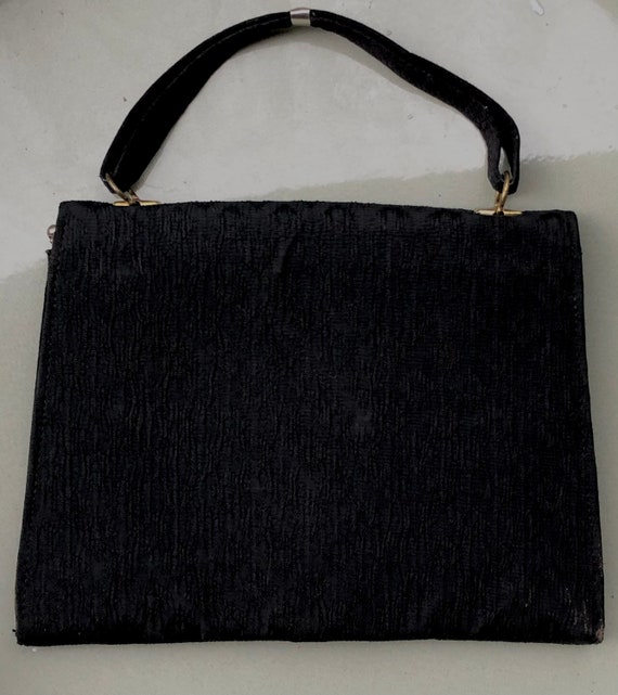 vintage 1940s early 50s Black  Handbag Envelope P… - image 3