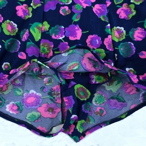 vintage 60s/70s Swimsuit One Piece Bathing Suit Bombshell Pin up Floral psychedelic Navy & Pink and Green Size S/M Sexy image 8