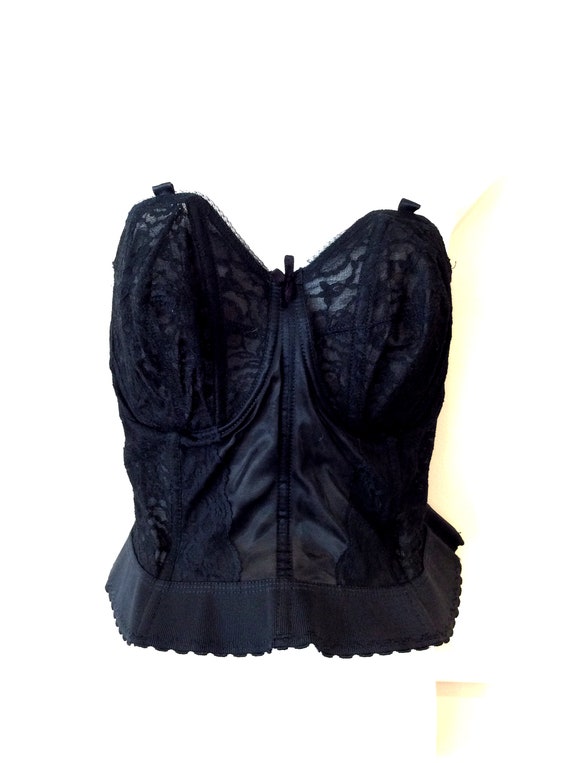 vintage Black Lace Bustier / Pin Up Burlesque / S… - image 3
