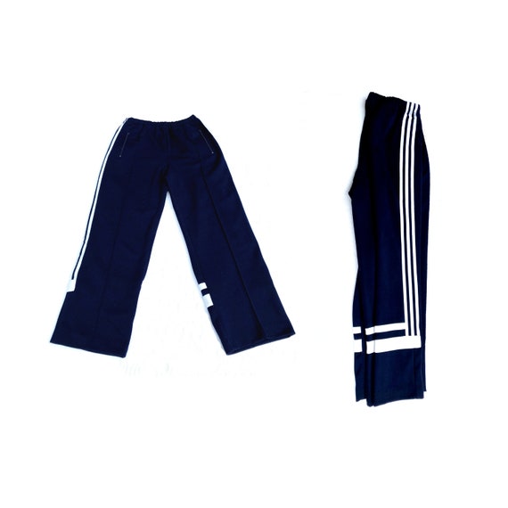 Vintage ADIDAS Track Pants 80s Navy Blue & White Striped Stretch  Elasticized Waist Zip Pockets Size M Waist 28-44 Inseam 29 1/2 M/L/XL -   Canada