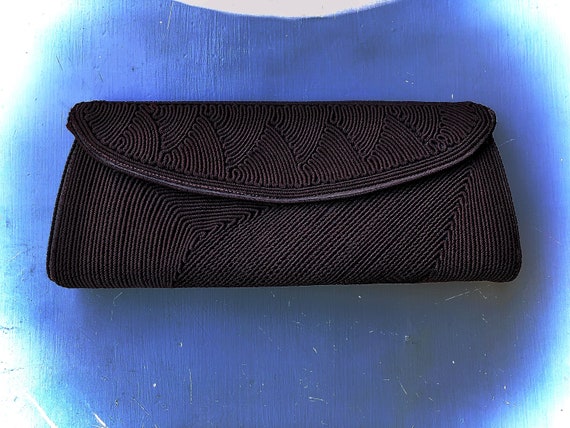 Vintage 1940s Corde braided Clutch Evening Bag Pu… - image 1
