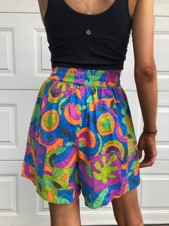 vintage 80s Shorts Skirt Look High Waist Funky Pu… - image 7