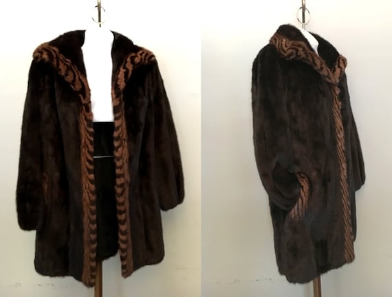 vintage 1980s Mink Stroller Jacket Coat Deep rich… - image 1