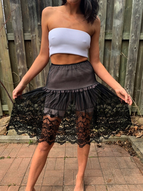Black lace top neon skirt sales