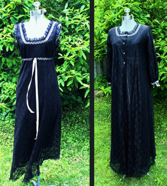 Vintage Black Lace Peignoir Set Nightgown and Robe 1960s Size Medium Madmen Lingerie Set Negligee and Dressing Gown Pink and Black Set Etsy Denmark