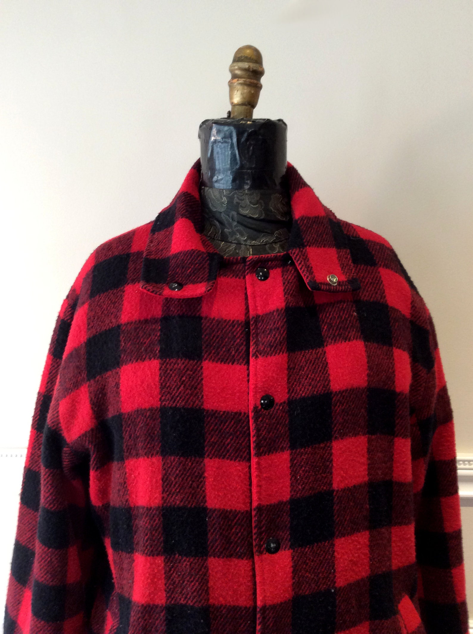 Vintage Plaid Hunting Jacket Lumberjack Black and Red Wool | Etsy