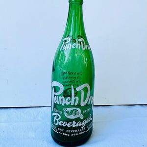 Vintage Punch Dry Toronto Canada Large Green Glass Beverage Bottle