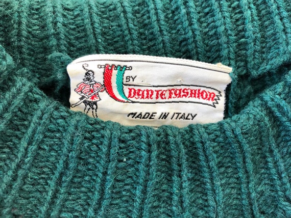 vintage Green Wool Nordic Ski Sweater Made in Ita… - image 3