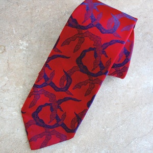 vintage red and navy Tie 1970s Wide disco abstract Fathers Day Gifts for Him Disco Tie Gifts for Him