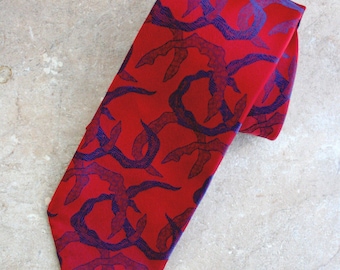 vintage red and navy Tie 1970s Wide disco abstract Fathers Day Gifts for Him Disco Tie Gifts for Him