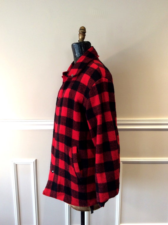 vintage Plaid Hunting Jacket Lumberjack Black and… - image 5