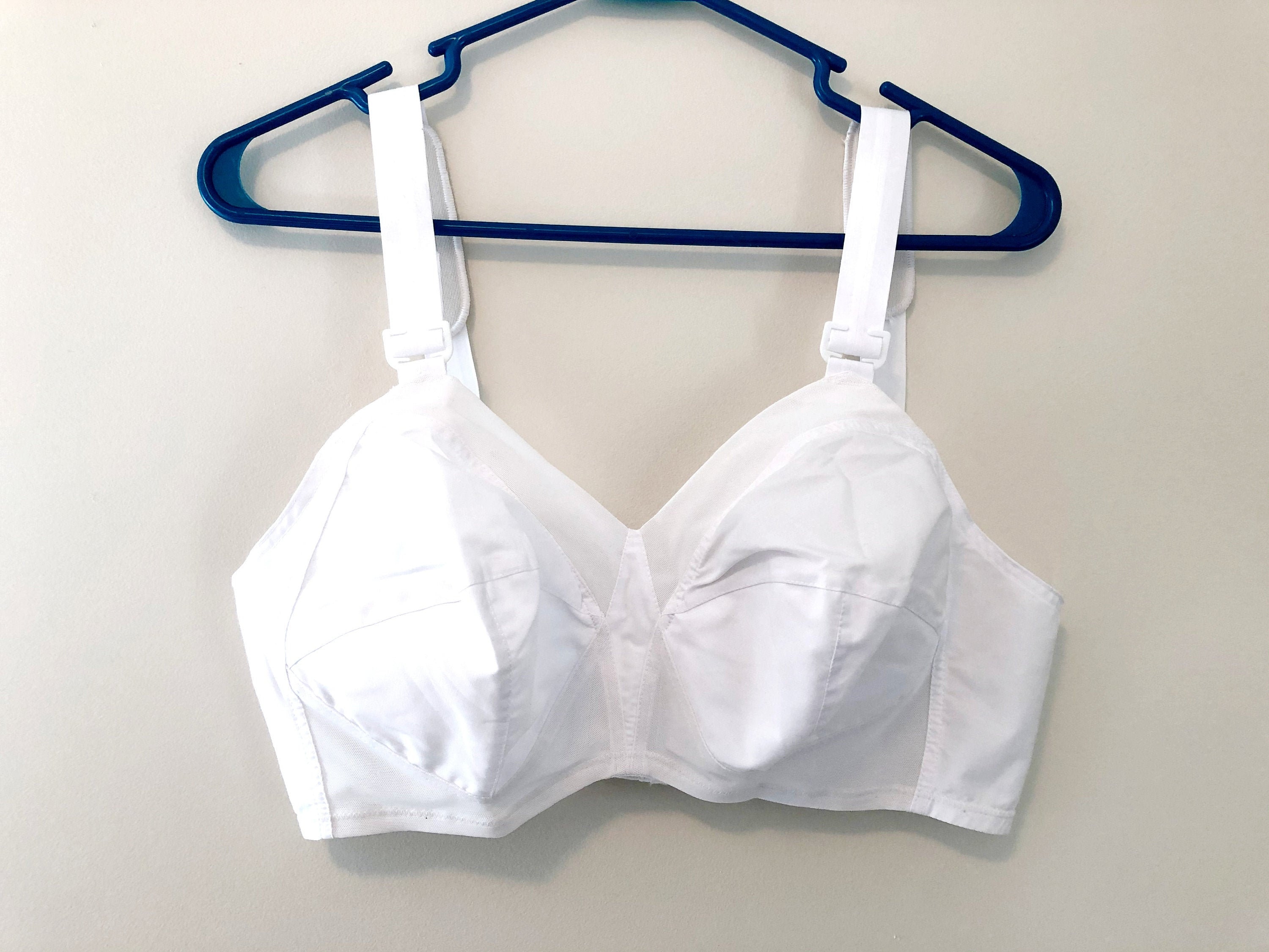 Vintage White Long Line Bra White Front Closure Cotton Polyester Full  Coverage Bra 36B by Exquisite Bullet Bra Style -  Canada