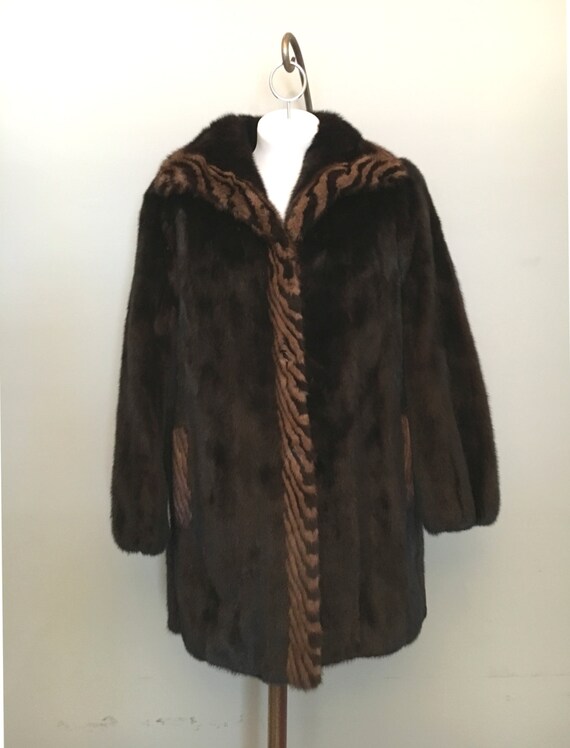 vintage 1980s Mink Stroller Jacket Coat Deep rich… - image 2