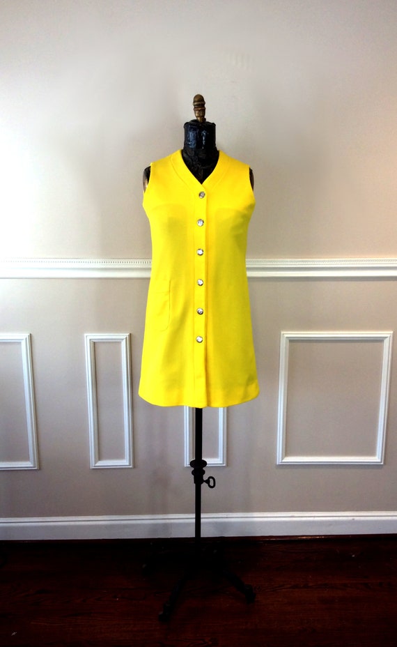 yellow dress with buttons