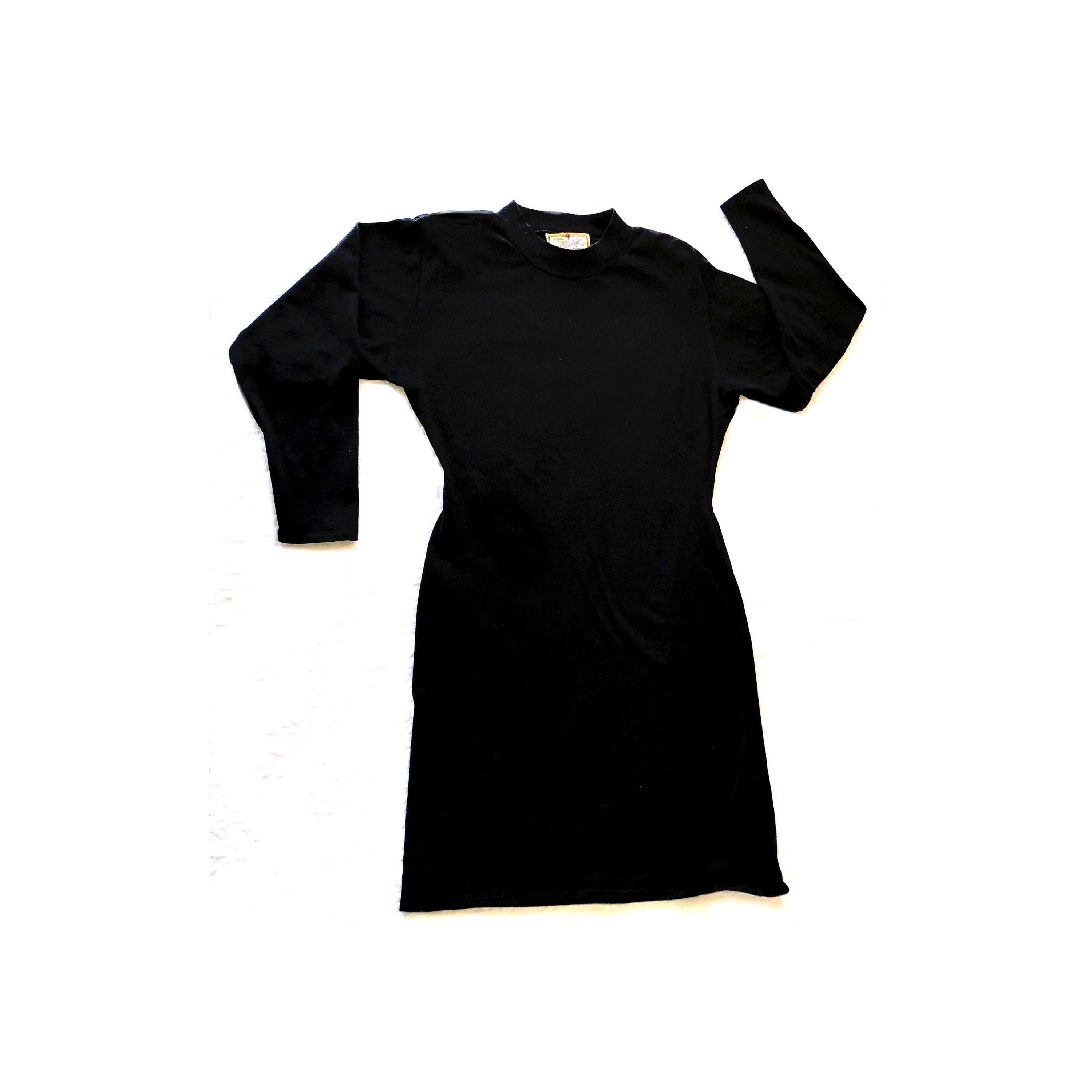Vintage 80s Black Sweatshirt Dress 