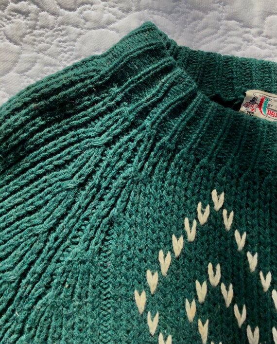 vintage Green Wool Nordic Ski Sweater Made in Ita… - image 4